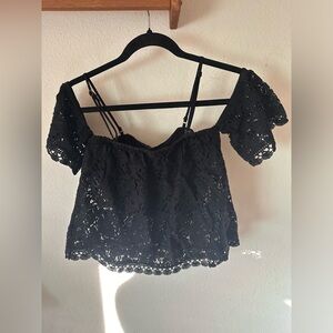Black lace off the shoulder top